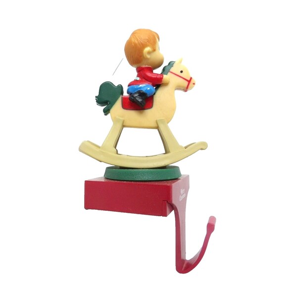 Christmas Musical Rotating Stocking Holder Boy on Rocking Horse 1985 VTG Video - Picture 3 of 11